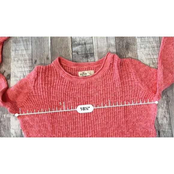 Hollister Crew Neck Pink Sweater Lace Shirttail Open Weave Modern sz Small - Picture 5 of 10
